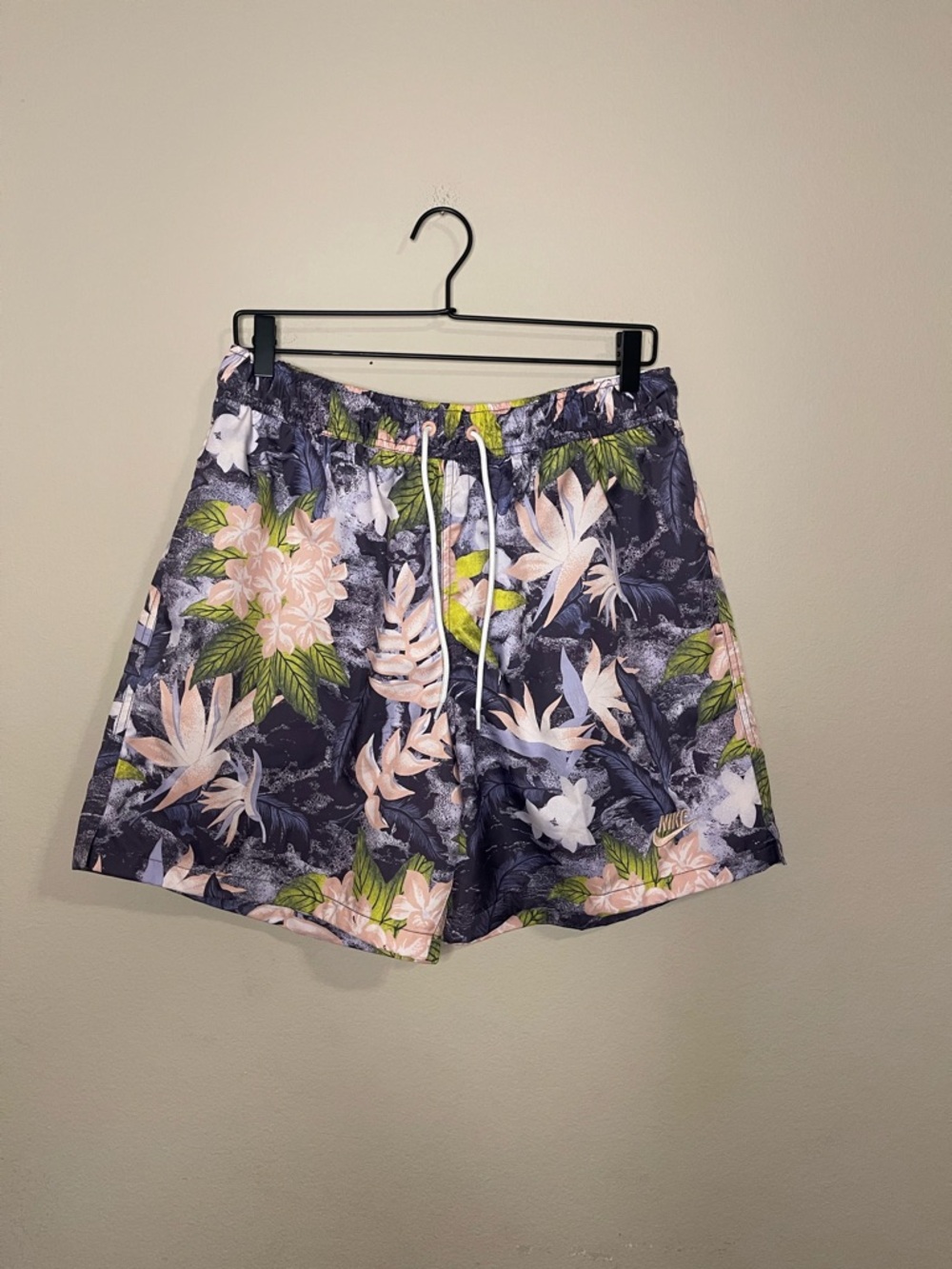 Floral Print Nike Essentials Woven Shorts Purple Mesh Lined